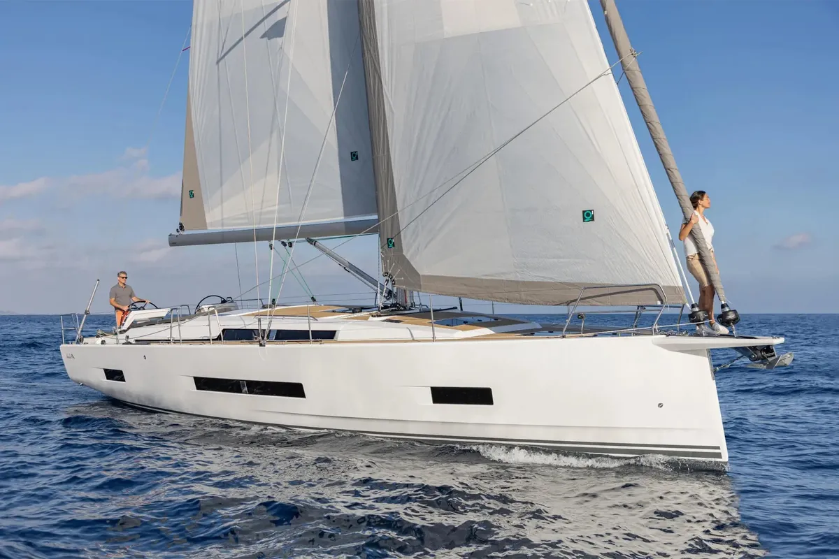 Exterior view of Sealavie, a Hanse 460 sailboat at Municipal Unit of Lefkada, Greece