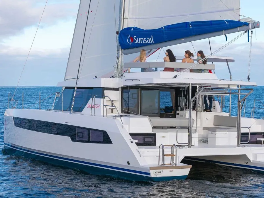 Exterior view of Sunsail 424/4/4 Premium, a Gulet Sunsail 424 catamaran at Road Town, British Virgin Islands