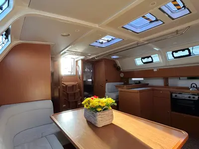 Salon of Leonidas VI, a Bavaria Cruiser 51 sailboat at Athens, Greece