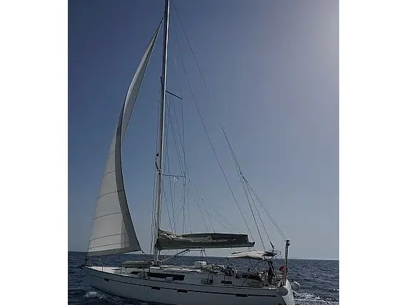 Exterior view of Leonidas VI, a Bavaria Cruiser 51 sailboat at Athens, Greece
