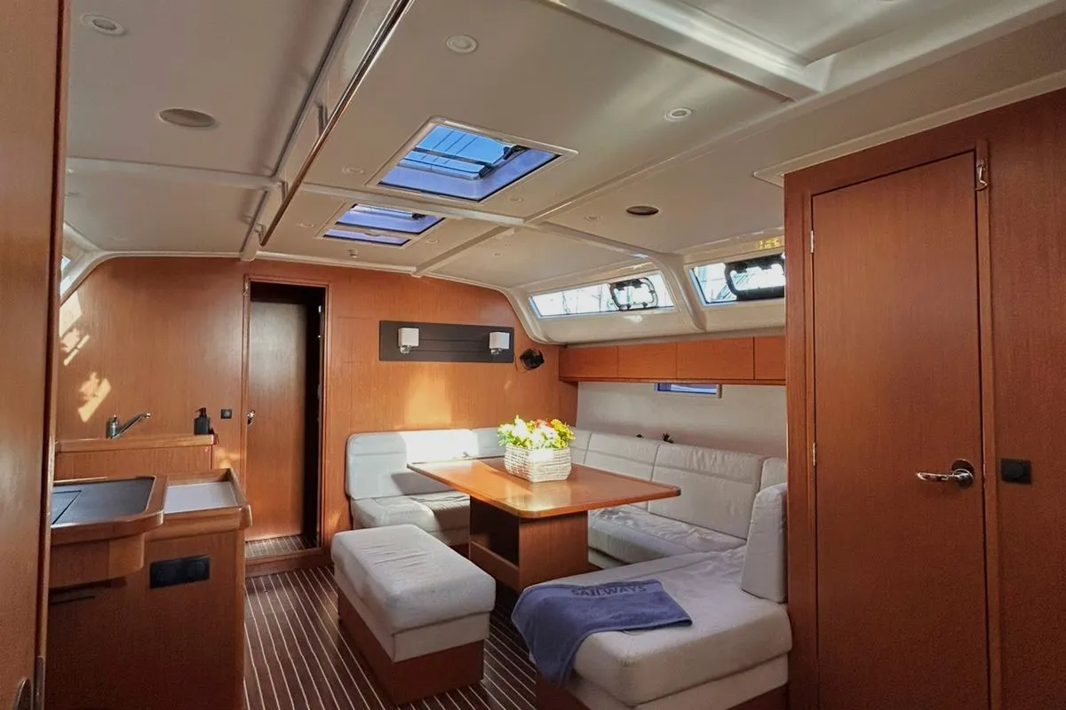 Salon of Leonidas VI, a Bavaria Cruiser 51 sailboat at Athens, Greece