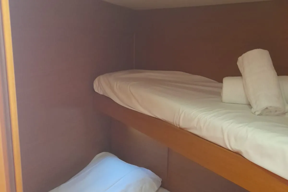 Cabin on Mira, a Jeanneau Sun Odyssey 439 sailboat at Salerno, Italy