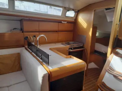 Galley of Mira, a Jeanneau Sun Odyssey 439 sailboat at Salerno, Italy