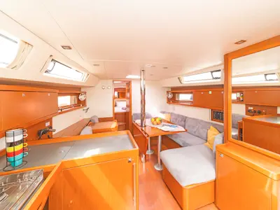 Galley of Huschel II, a Beneteau Oceanis 41 sailboat at Kos, Greece