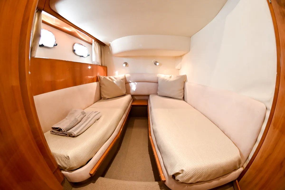 Cabin on Carina, a Princess 45 motor yacht at Athens, Greece