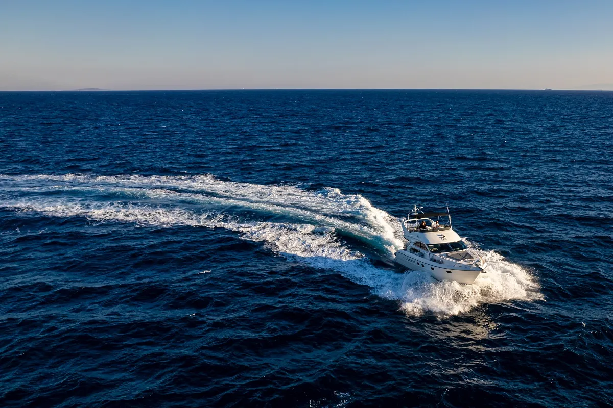 Exterior view of Carina, a Princess 45 motor yacht at Athens, Greece