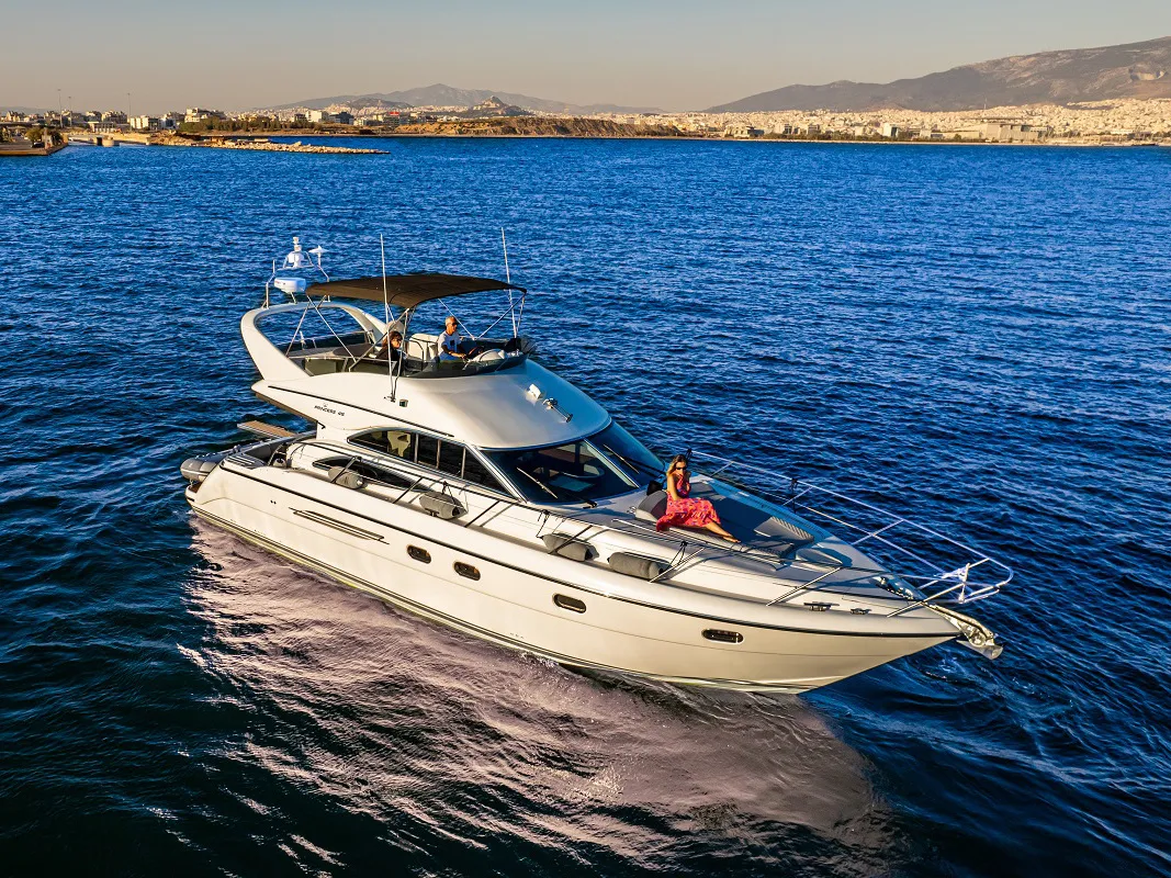 Exterior view of Carina, a Princess 45 motor yacht at Athens, Greece