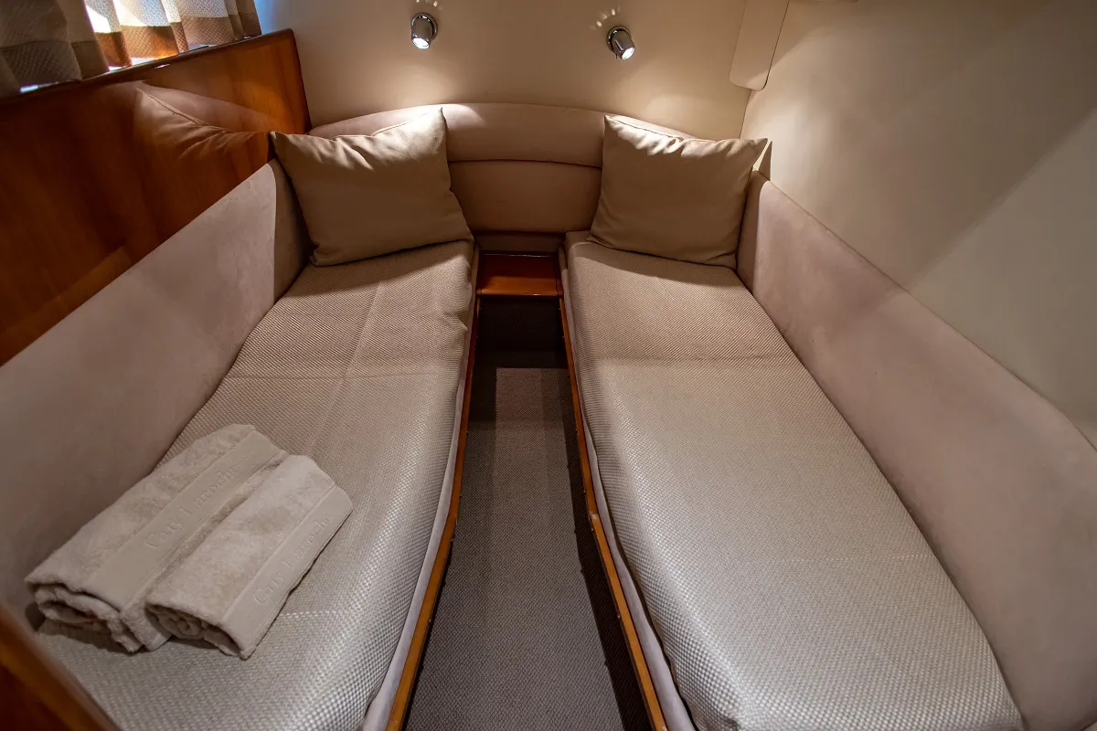 Cabin on Carina, a Princess 45 motor yacht at Athens, Greece