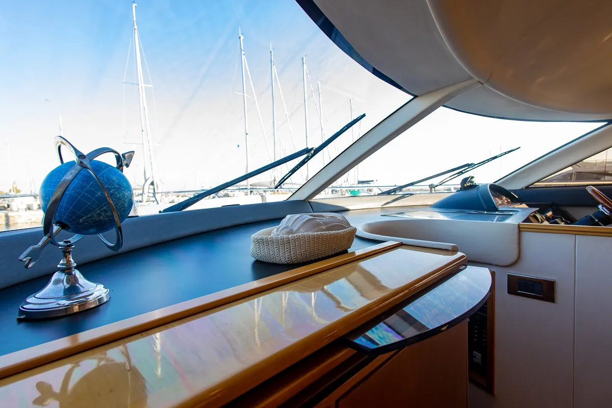 Salon of Carina, a Princess 45 motor yacht at Athens, Greece