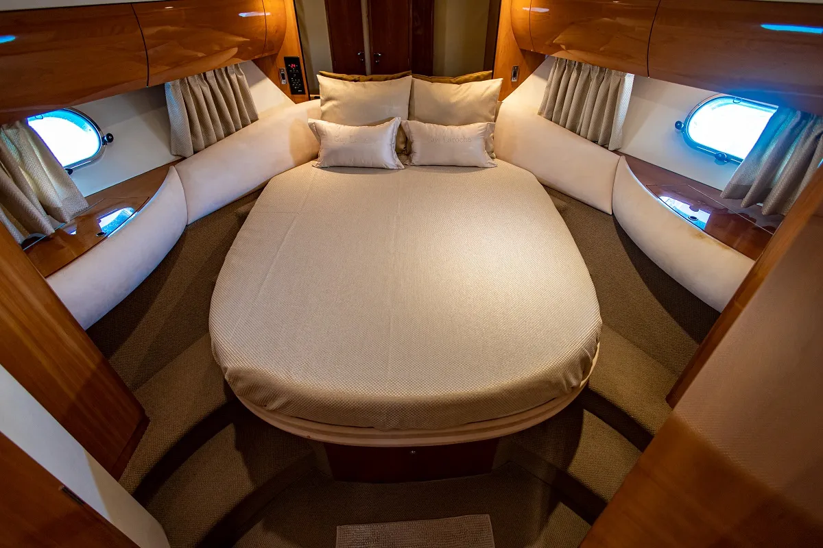 Cabin on Carina, a Princess 45 motor yacht at Athens, Greece