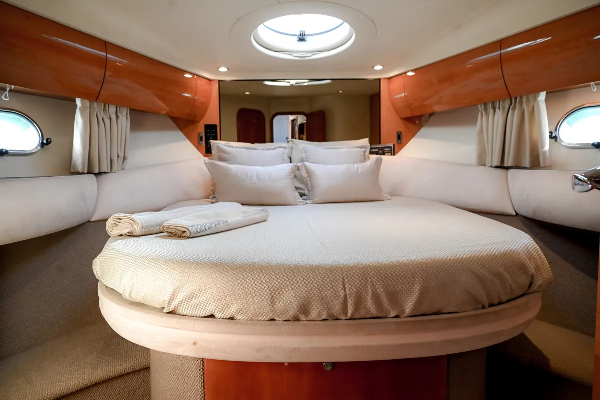 Cabin on Carina, a Princess 45 motor yacht at Athens, Greece