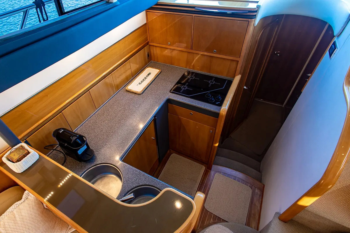 Galley of Carina, a Princess 45 motor yacht at Athens, Greece