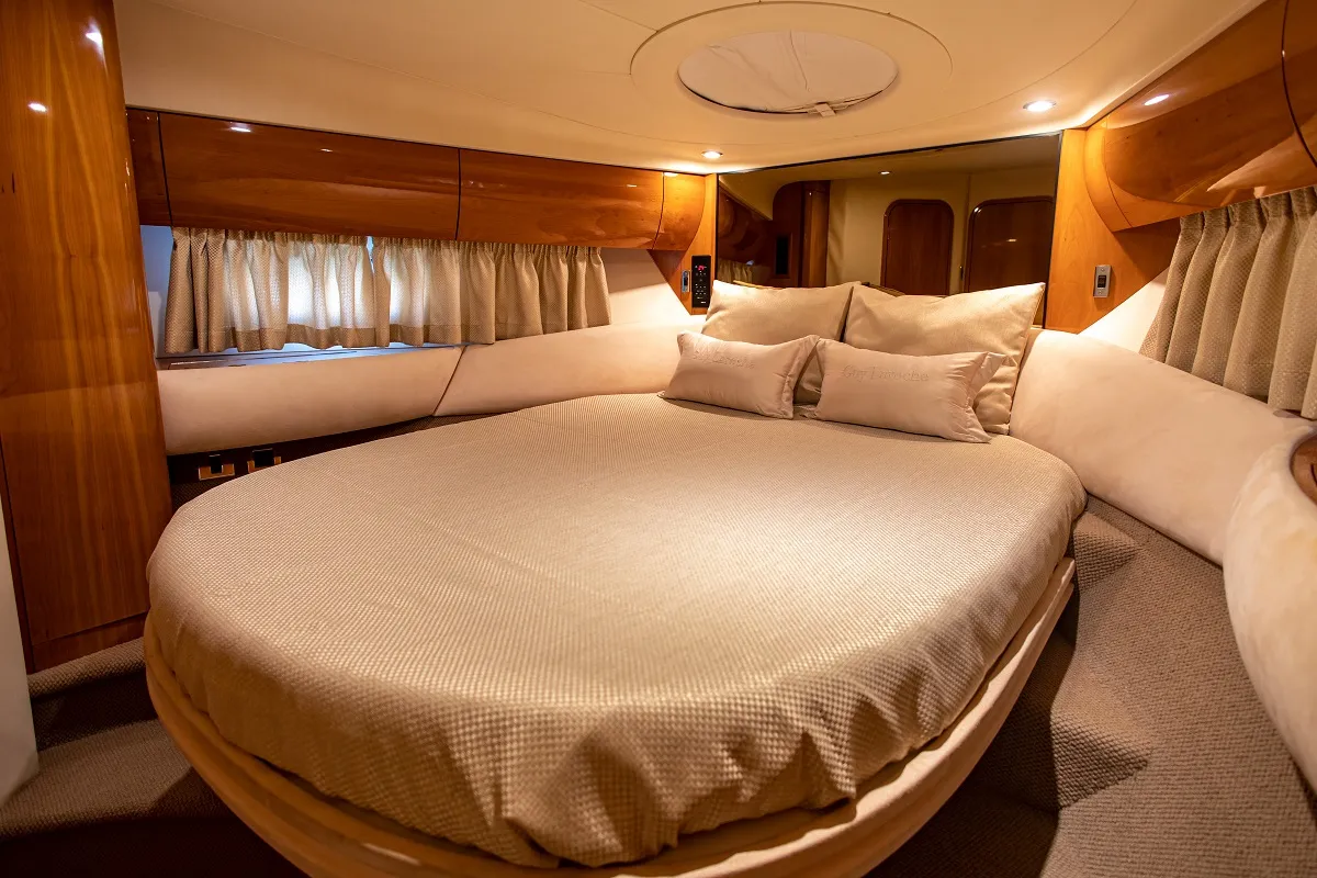 Cabin on Carina, a Princess 45 motor yacht at Athens, Greece