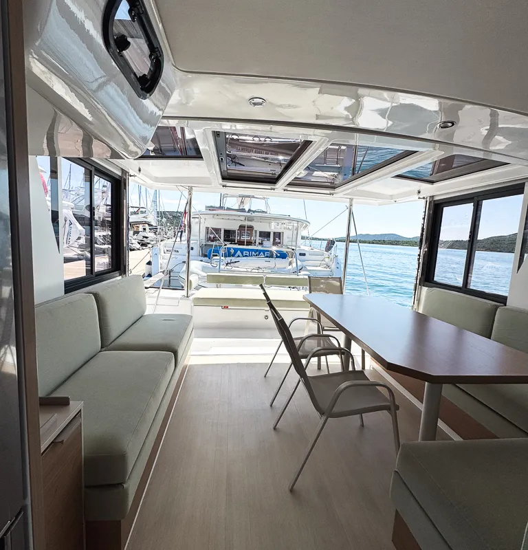 Galley of Zinfandel, a Bali 4.2 catamaran at Pirovac, Croatia