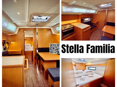 Salon of Stella Familia, a Bavaria C38 sailboat at Zadar, Croatia