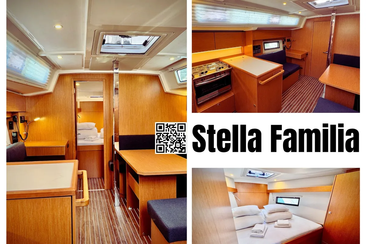 Salon of Stella Familia, a Bavaria C38 sailboat at Zadar, Croatia