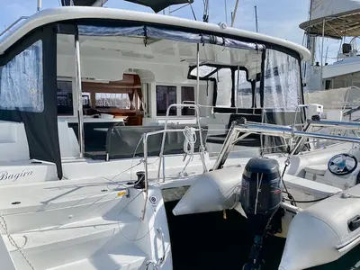 Deck of BAGIRA, a Lagoon 450 catamaran at Grad Šibenik, Croatia