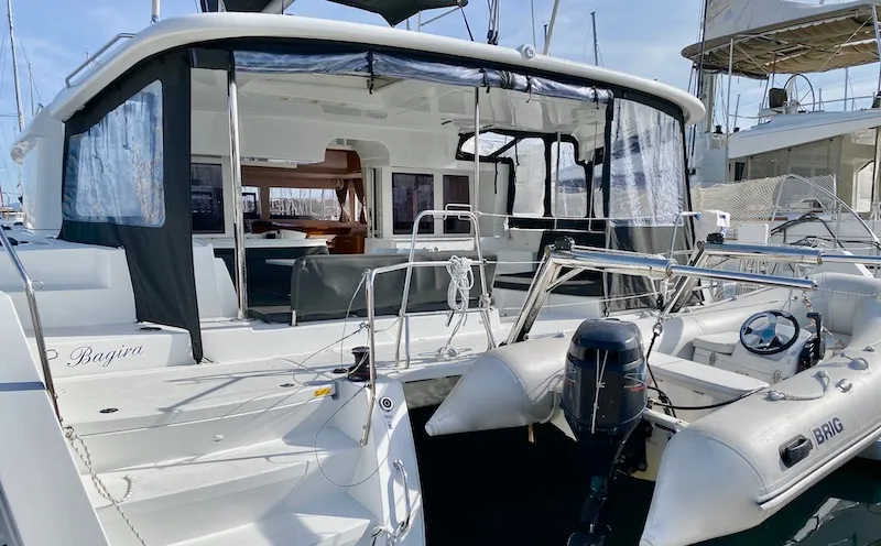 Deck of BAGIRA, a Lagoon 450 catamaran at Grad Šibenik, Croatia