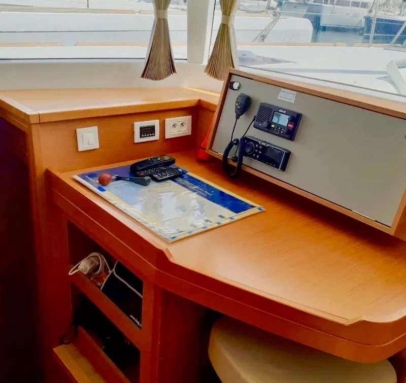 Cockpit of BAGIRA, a Lagoon 450 catamaran at Grad Šibenik, Croatia