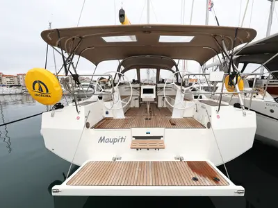 Cockpit of Maupiti, a Bavaria C42 sailboat at Biograd na Moru, Croatia