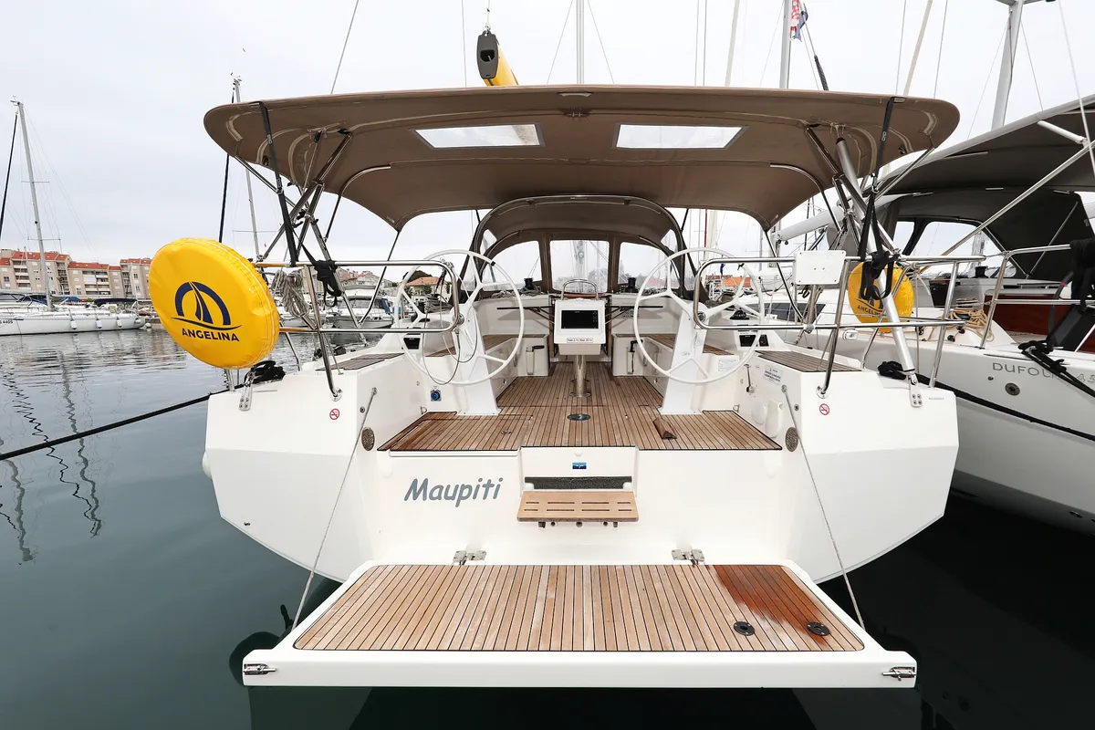 Cockpit of Maupiti, a Bavaria C42 sailboat at Biograd na Moru, Croatia
