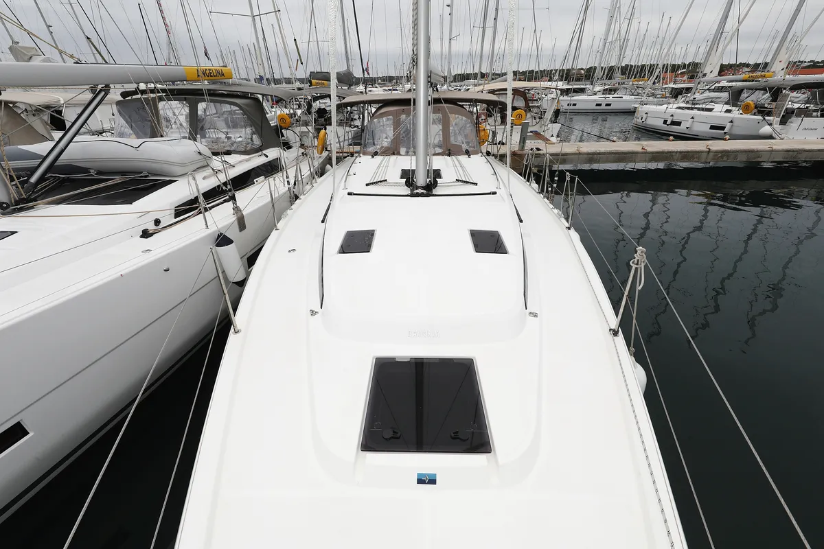Deck of Maupiti, a Bavaria C42 sailboat at Biograd na Moru, Croatia