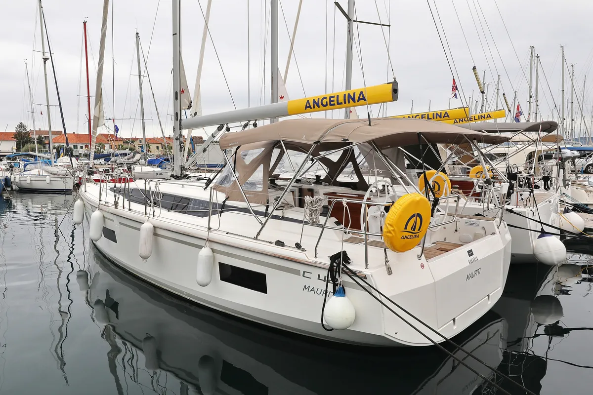 Exterior view of Maupiti, a Bavaria C42 sailboat at Biograd na Moru, Croatia