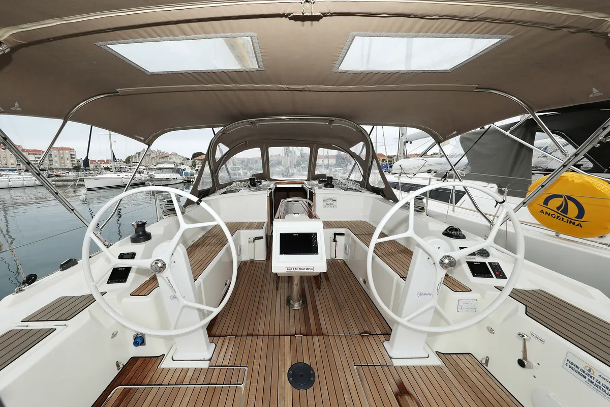 Cockpit of Maupiti, a Bavaria C42 sailboat at Biograd na Moru, Croatia
