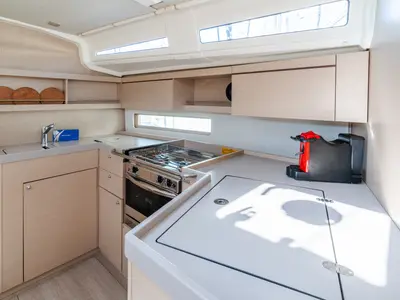 Galley of Oneiros - Comfort line, a Beneteau Oceanis 40.1 sailboat at Olbia, Italy
