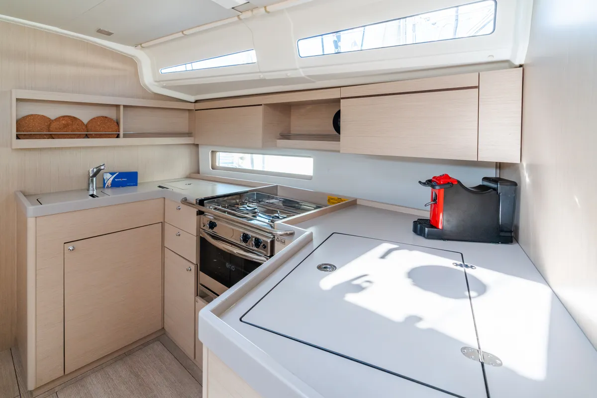 Galley of Oneiros - Comfort line, a Beneteau Oceanis 40.1 sailboat at Olbia, Italy