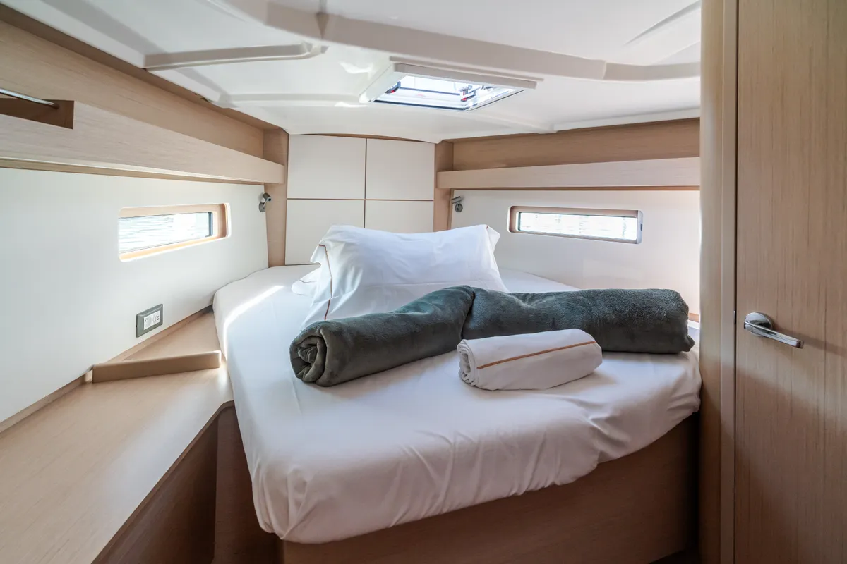 Cabin on Oneiros - Comfort line, a Beneteau Oceanis 40.1 sailboat at Olbia, Italy