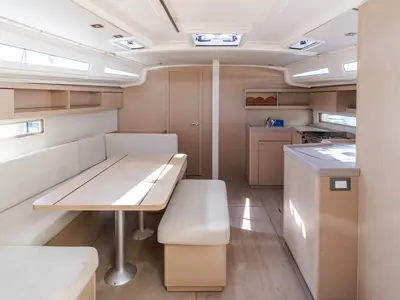 Salon of Oneiros - Comfort line, a Beneteau Oceanis 40.1 sailboat at Olbia, Italy