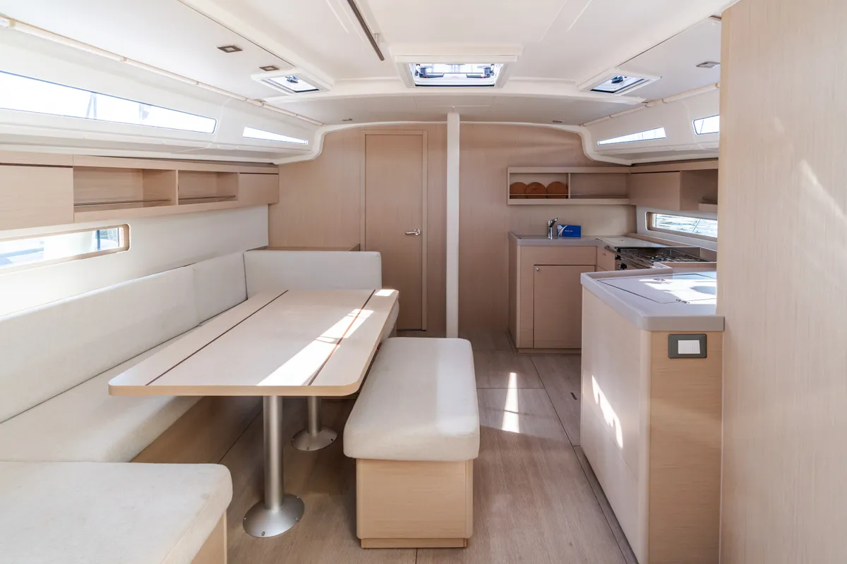 Salon of Oneiros - Comfort line, a Beneteau Oceanis 40.1 sailboat at Olbia, Italy