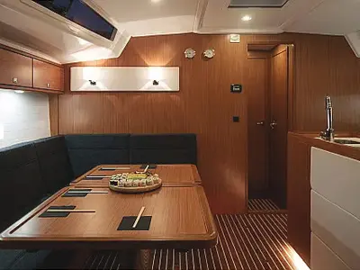 Salon of ENJOY, a Bavaria Cruiser 56 sailboat at Gdańsk, Poland