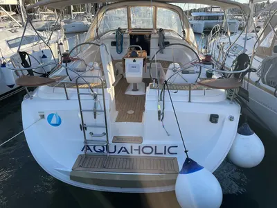 Deck of Aquaholic, a Elan 434 Impression sailboat at Grad Pula, Croatia