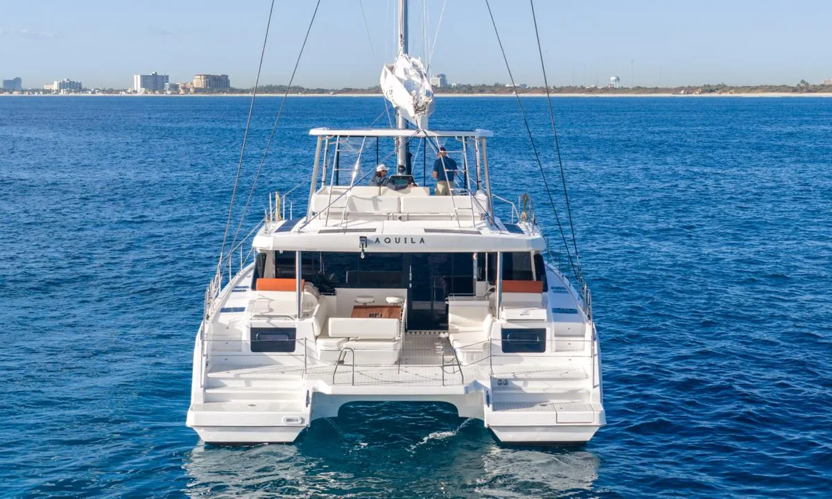 Salon of Renegade, a Aquila 50 Sail catamaran at Parham Town, British Virgin Islands