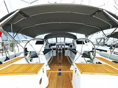 Cockpit of Seaway, a Hanse 455 sailboat at Grad Biograd na Moru, Croatia