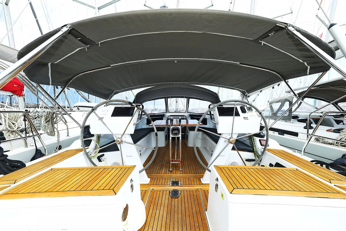 Cockpit of Seaway, a Hanse 455 sailboat at Grad Biograd na Moru, Croatia