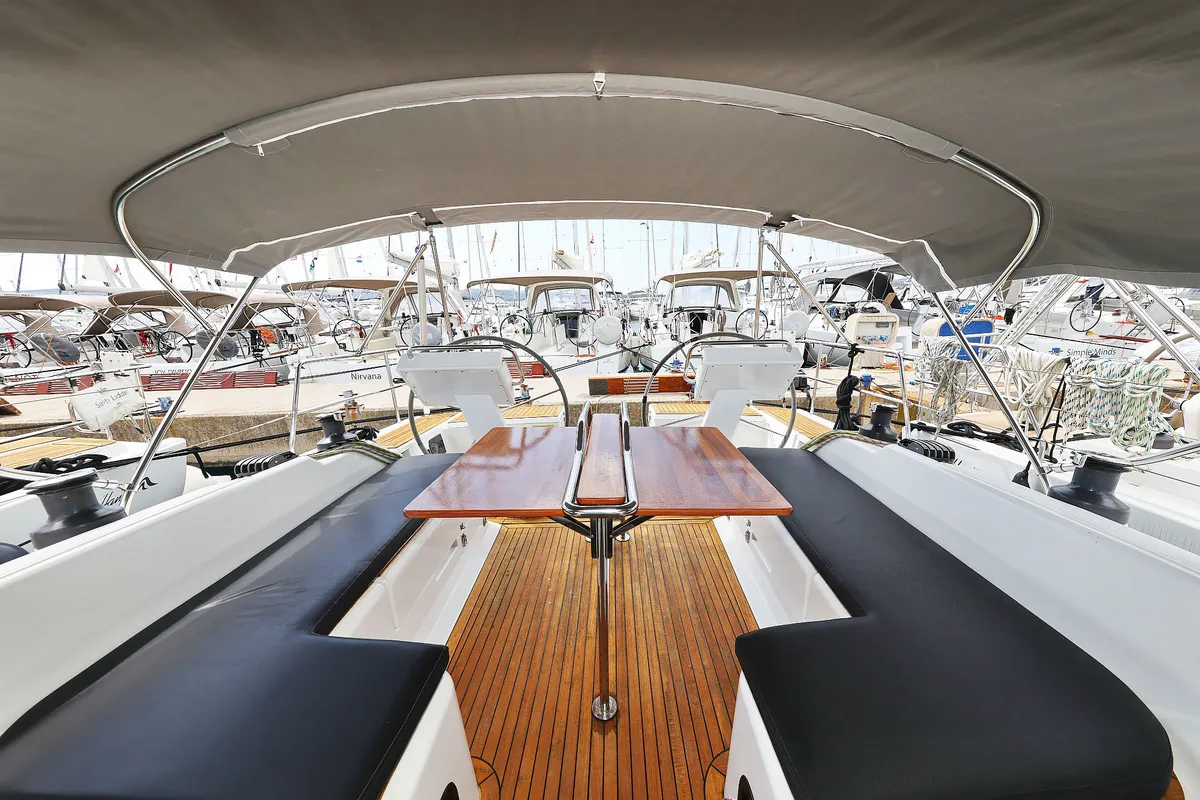 Deck of Seaway, a Hanse 455 sailboat at Grad Biograd na Moru, Croatia