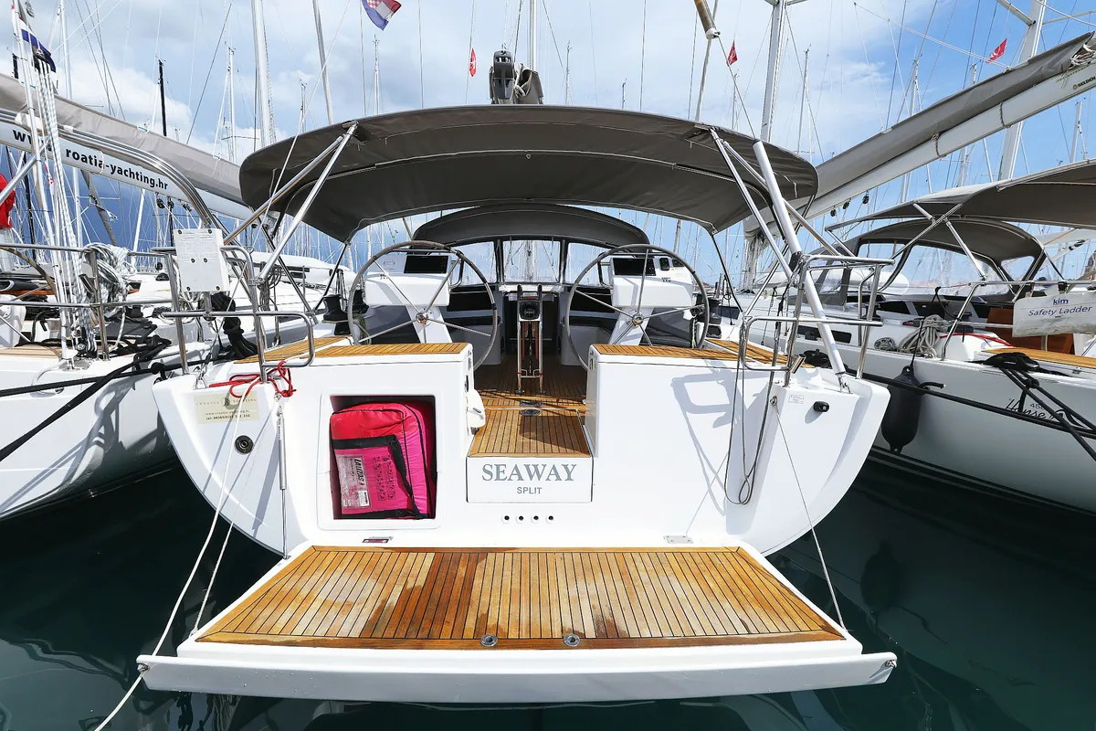 Exterior view of Seaway, a Hanse 455 sailboat at Grad Biograd na Moru, Croatia