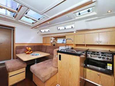 Galley of Seaway, a Hanse 455 sailboat at Grad Biograd na Moru, Croatia