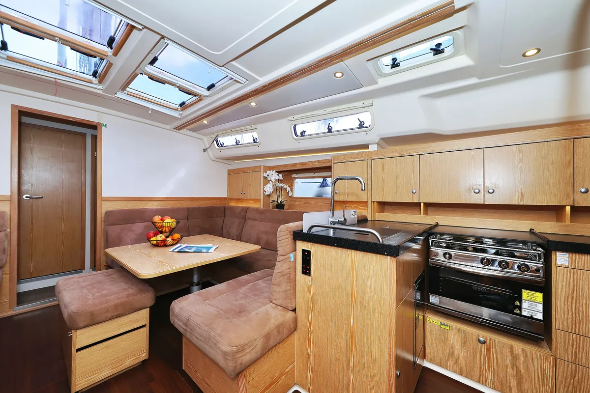 Galley of Seaway, a Hanse 455 sailboat at Grad Biograd na Moru, Croatia