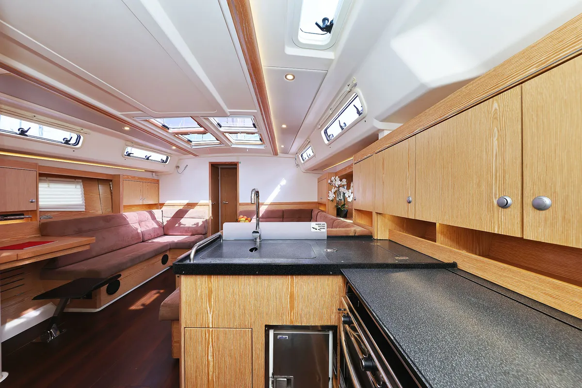 Galley of Seaway, a Hanse 455 sailboat at Grad Biograd na Moru, Croatia