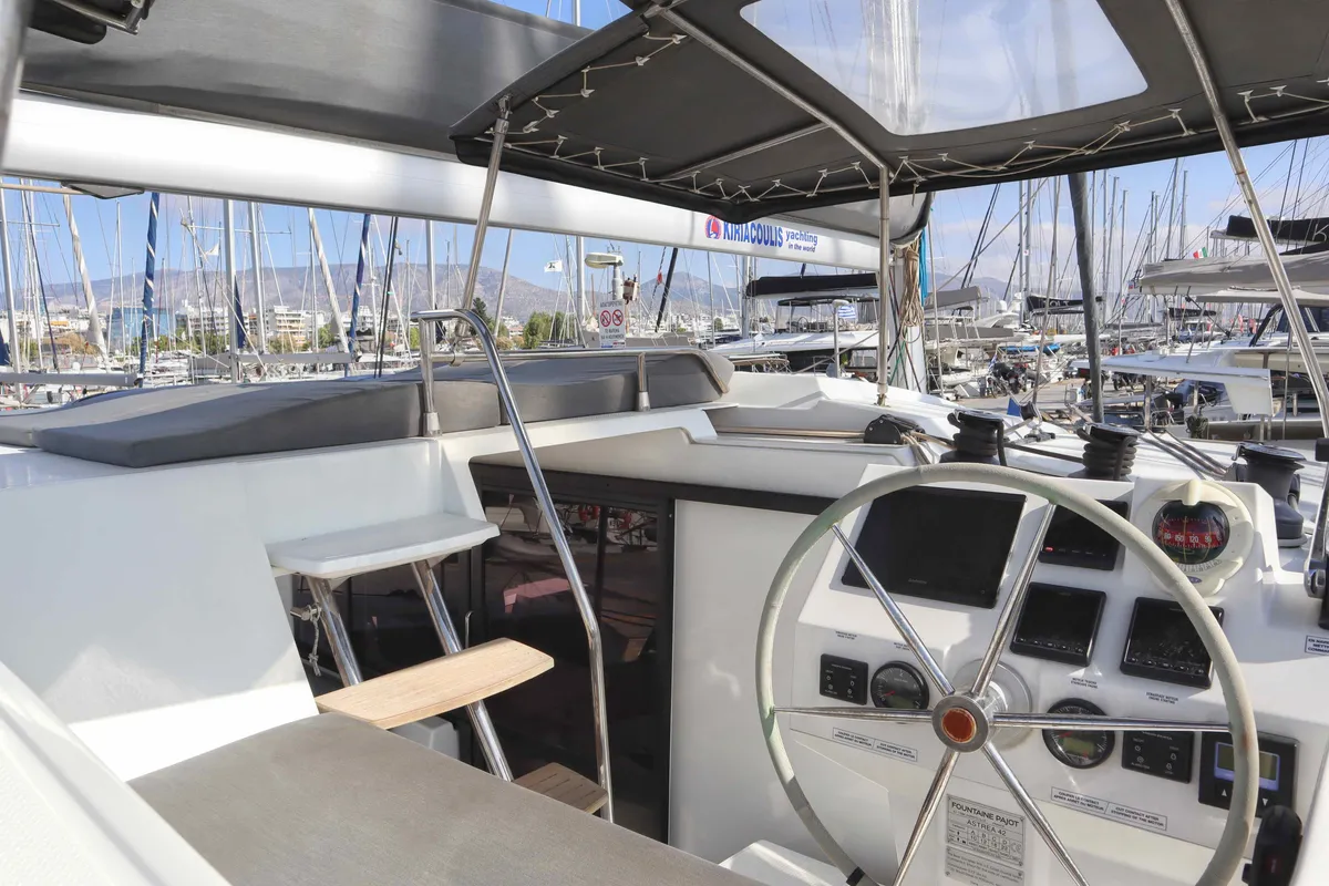 HANNAH III, a Fountaine Pajot Astréa 42 catamaran at Municipal Unit of Nea Peramos, Greece