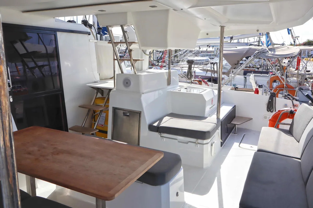 HANNAH III, a Fountaine Pajot Astréa 42 catamaran at Municipal Unit of Nea Peramos, Greece