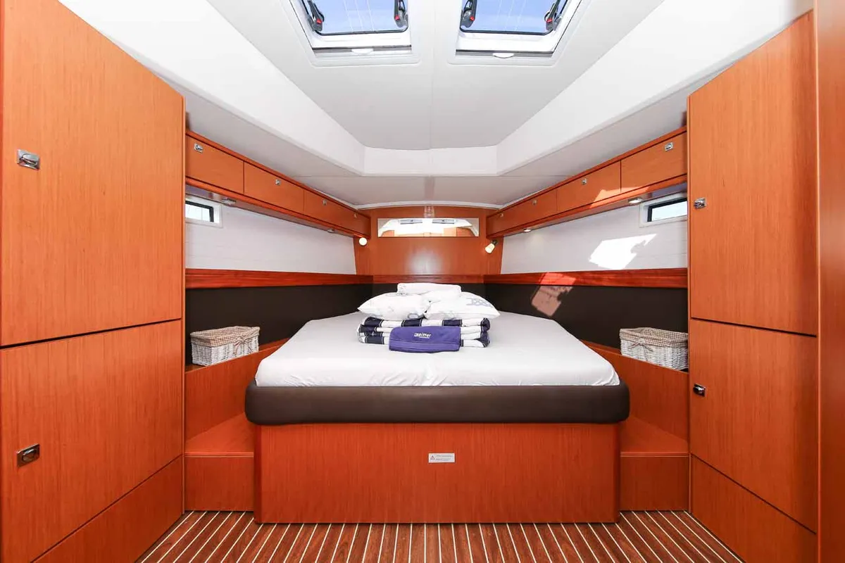 Cabin on Challi, a Bavaria Cruiser 46 sailboat at Grad Pula, Croatia