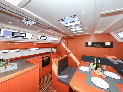 Galley of Challi, a Bavaria Cruiser 46 sailboat at Grad Pula, Croatia