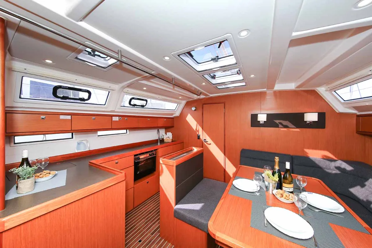 Galley of Challi, a Bavaria Cruiser 46 sailboat at Grad Pula, Croatia