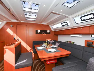 Salon of Challi, a Bavaria Cruiser 46 sailboat at Grad Pula, Croatia