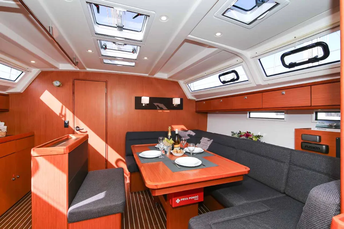 Salon of Challi, a Bavaria Cruiser 46 sailboat at Grad Pula, Croatia